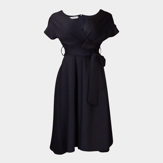 Sculpted Off-Shoulder Midi Dress with Tailored Fit