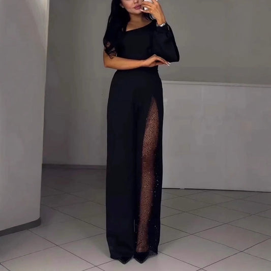 Elegant Sculpted Maxi Dress with Sheer Side Detail