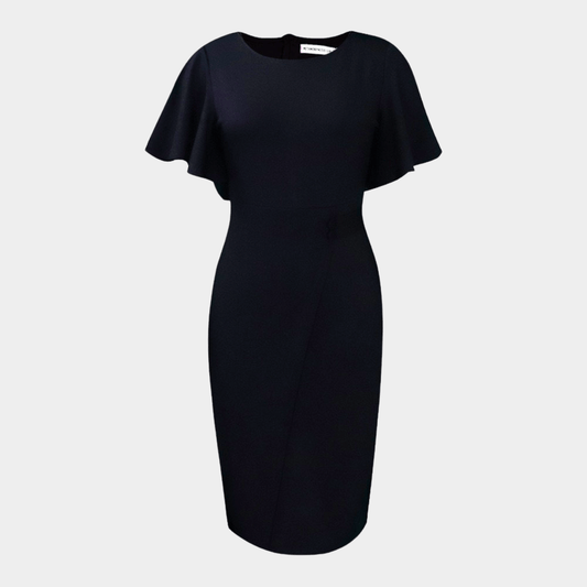 Elegant Body-Shaping Midi Dress with Cape Sleeves